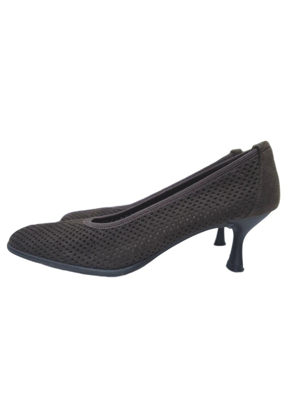 Stuart Weitzman Niccolette Brown Ultrasuede Mesh Kitten Heels Size 5.5